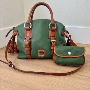 Dooney & Bourke Green Pebble Grain Bristol Satchel Purse Bag & Pouch